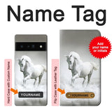 Google Pixel 6 Pro Hard Case White Horse with custom name