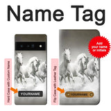 Google Pixel 6 Pro Hard Case White Horses with custom name