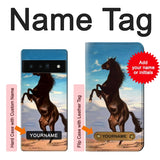 Google Pixel 6 Pro Hard Case Wild Black Horse with custom name