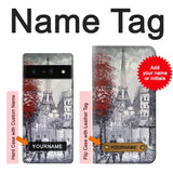 Google Pixel 6 Pro Hard Case Eiffel Painting of Paris with custom name