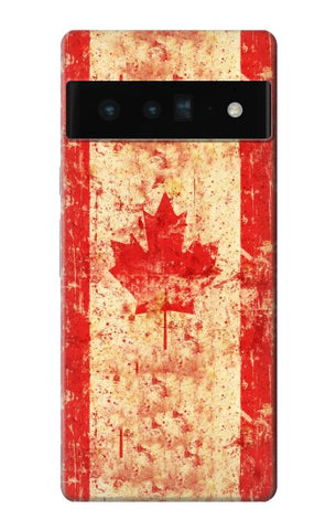 Google Pixel 6 Pro Hard Case Canada Flag Old Vintage