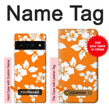 Google Pixel 6 Pro Hard Case Hawaiian Hibiscus Orange Pattern with custom name