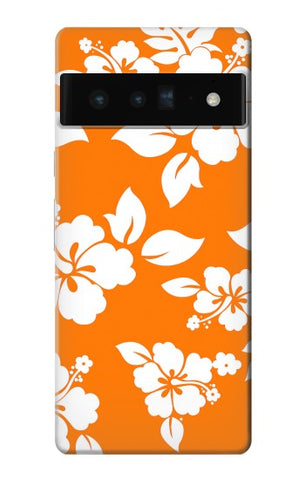 Google Pixel 6 Pro Hard Case Hawaiian Hibiscus Orange Pattern