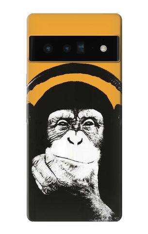 Google Pixel 6 Pro Hard Case Funny Monkey with Headphone Pop Music