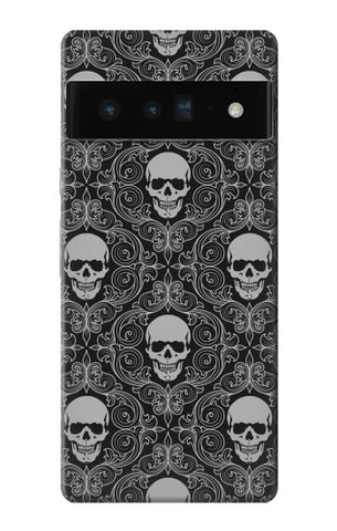 Google Pixel 6 Pro Hard Case Skull Vintage Monochrome Pattern