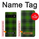 Google Pixel 6 Pro Hard Case Tartan Green Pattern with custom name