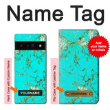 Google Pixel 6 Pro Hard Case Turquoise Gemstone Texture Graphic Printed with custom name