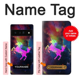 Google Pixel 6 Pro Hard Case Rainbow Unicorn Nebula Space with custom name