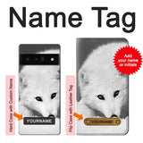 Google Pixel 6 Pro Hard Case White Arctic Fox with custom name