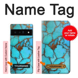 Google Pixel 6 Pro Hard Case Aqua Turquoise Rock with custom name