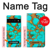 Google Pixel 6 Pro Hard Case Aqua Copper Turquoise Gems with custom name