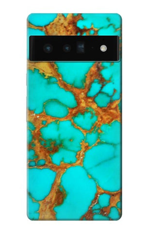 Google Pixel 6 Pro Hard Case Aqua Copper Turquoise Gems