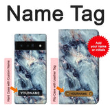 Google Pixel 6 Pro Hard Case Blue Marble Texture with custom name