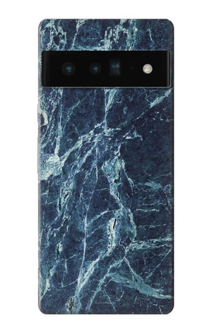 Google Pixel 6 Pro Hard Case Light Blue Marble Stone Texture Printed