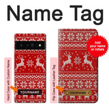 Google Pixel 6 Pro Hard Case Christmas Reindeer Knitted Pattern with custom name