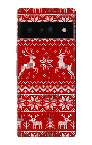 Google Pixel 6 Pro Hard Case Christmas Reindeer Knitted Pattern