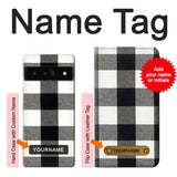 Google Pixel 6 Pro Hard Case Black and White Buffalo Check Pattern with custom name