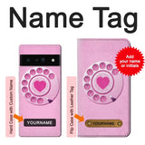 Google Pixel 6 Pro Hard Case Pink Retro Rotary Phone with custom name