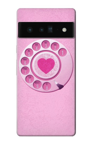 Google Pixel 6 Pro Hard Case Pink Retro Rotary Phone