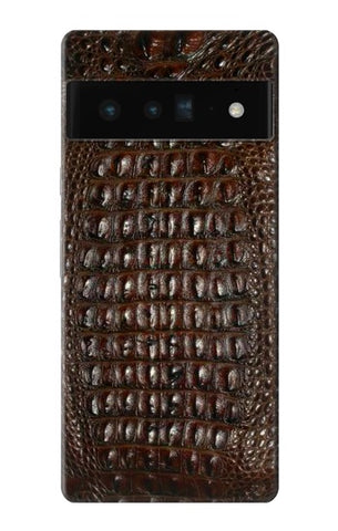 Google Pixel 6 Pro Hard Case Brown Skin Alligator Graphic Printed