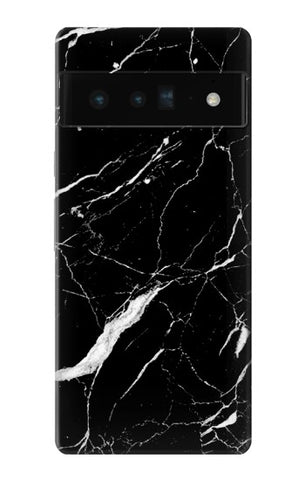 Google Pixel 6 Pro Hard Case Black Marble Graphic Printed