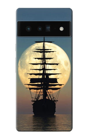 Google Pixel 6 Pro Hard Case Pirate Ship Moon Night