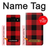 Google Pixel 6 Pro Hard Case Red Buffalo Check Pattern with custom name