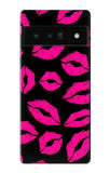 Google Pixel 6 Pro Hard Case Pink Lips Kisses on Black