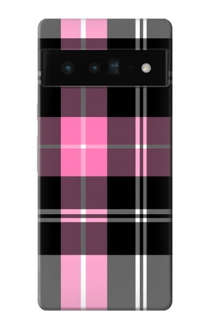 Google Pixel 6 Pro Hard Case Pink Plaid Pattern
