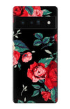 Google Pixel 6 Pro Hard Case Rose Floral Pattern Black