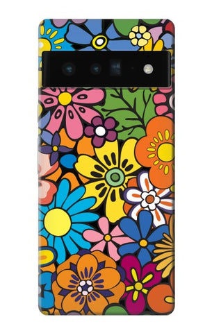 Google Pixel 6 Pro Hard Case Colorful Flowers Pattern