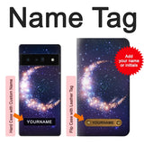 Google Pixel 6 Pro Hard Case Crescent Moon Galaxy with custom name