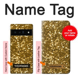 Google Pixel 6 Pro Hard Case Gold Glitter Graphic Print with custom name