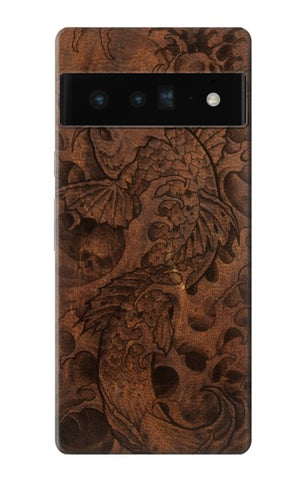 Google Pixel 6 Pro Hard Case Fish Tattoo Leather Graphic Print