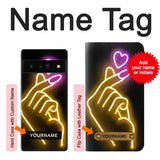 Google Pixel 6 Pro Hard Case Cute Mini Heart Neon Graphic with custom name