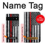 Google Pixel 6 Pro Hard Case Firefighter Thin Red Line American Flag with custom name