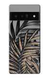 Google Pixel 6 Pro Hard Case Gray Black Palm Leaves