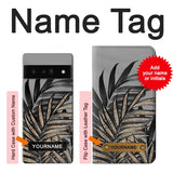 Google Pixel 6 Pro Hard Case Gray Black Palm Leaves with custom name