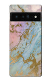 Google Pixel 6 Pro Hard Case Rose Gold Blue Pastel Marble Graphic Printed