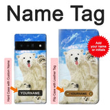 Google Pixel 6 Pro Hard Case Arctic Polar Bear in Love with Seal Paint with custom name