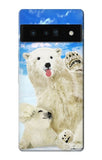 Google Pixel 6 Pro Hard Case Arctic Polar Bear in Love with Seal Paint