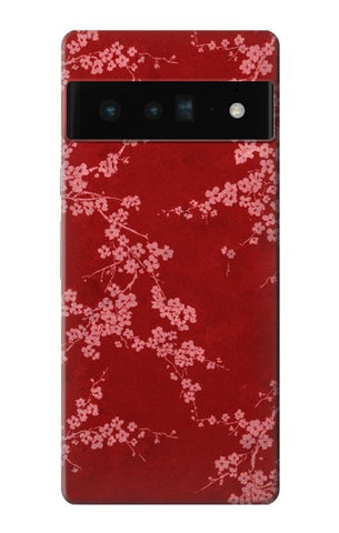 Google Pixel 6 Pro Hard Case Red Floral Cherry blossom Pattern