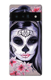 Google Pixel 6 Pro Hard Case Sugar Skull Steam Punk Girl Gothic