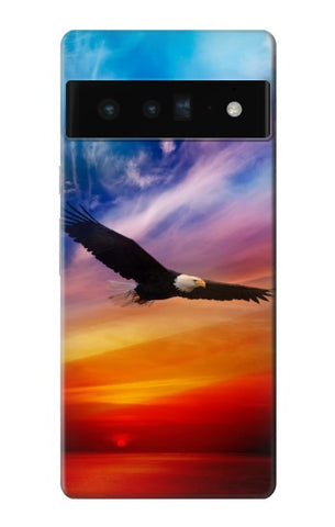 Google Pixel 6 Pro Hard Case Bald Eagle Flying Colorful Sky