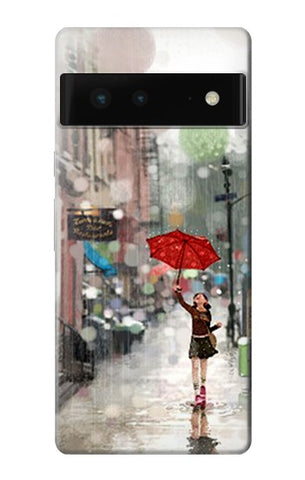 Google Pixel 6 Hard Case Girl in The Rain