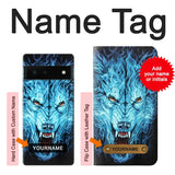 Google Pixel 6 Hard Case Blue Fire Grim Wolf with custom name