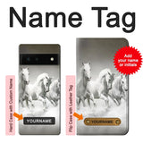 Google Pixel 6 Hard Case White Horses with custom name