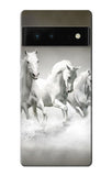 Google Pixel 6 Hard Case White Horses