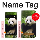 Google Pixel 6 Hard Case Panda Enjoy Eating with custom name