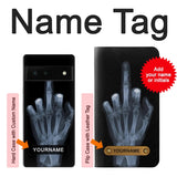 Google Pixel 6 Hard Case X-ray Hand Middle Finger with custom name